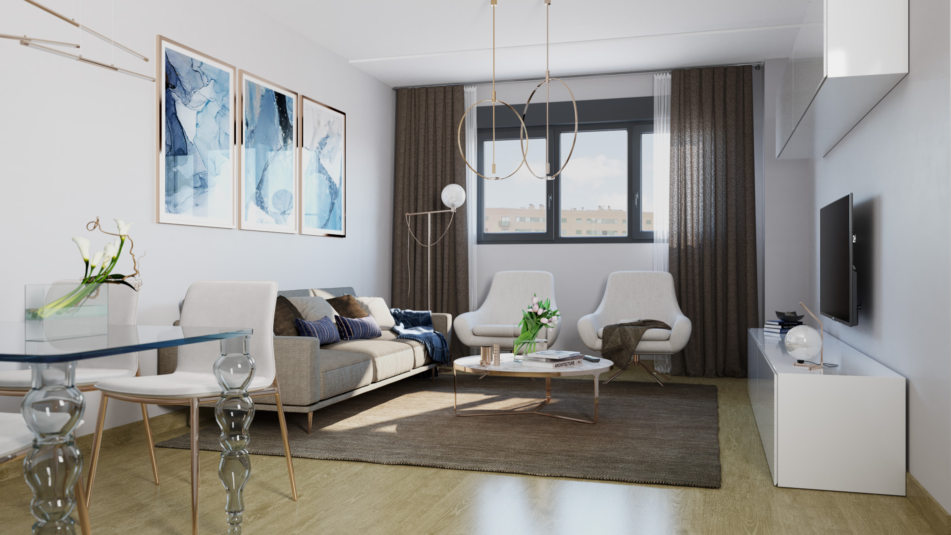 Aelca comercializa 119 viviendas en Pamplona 5 AIORA BUZTINTXURI Imagen Salon Comedor 002