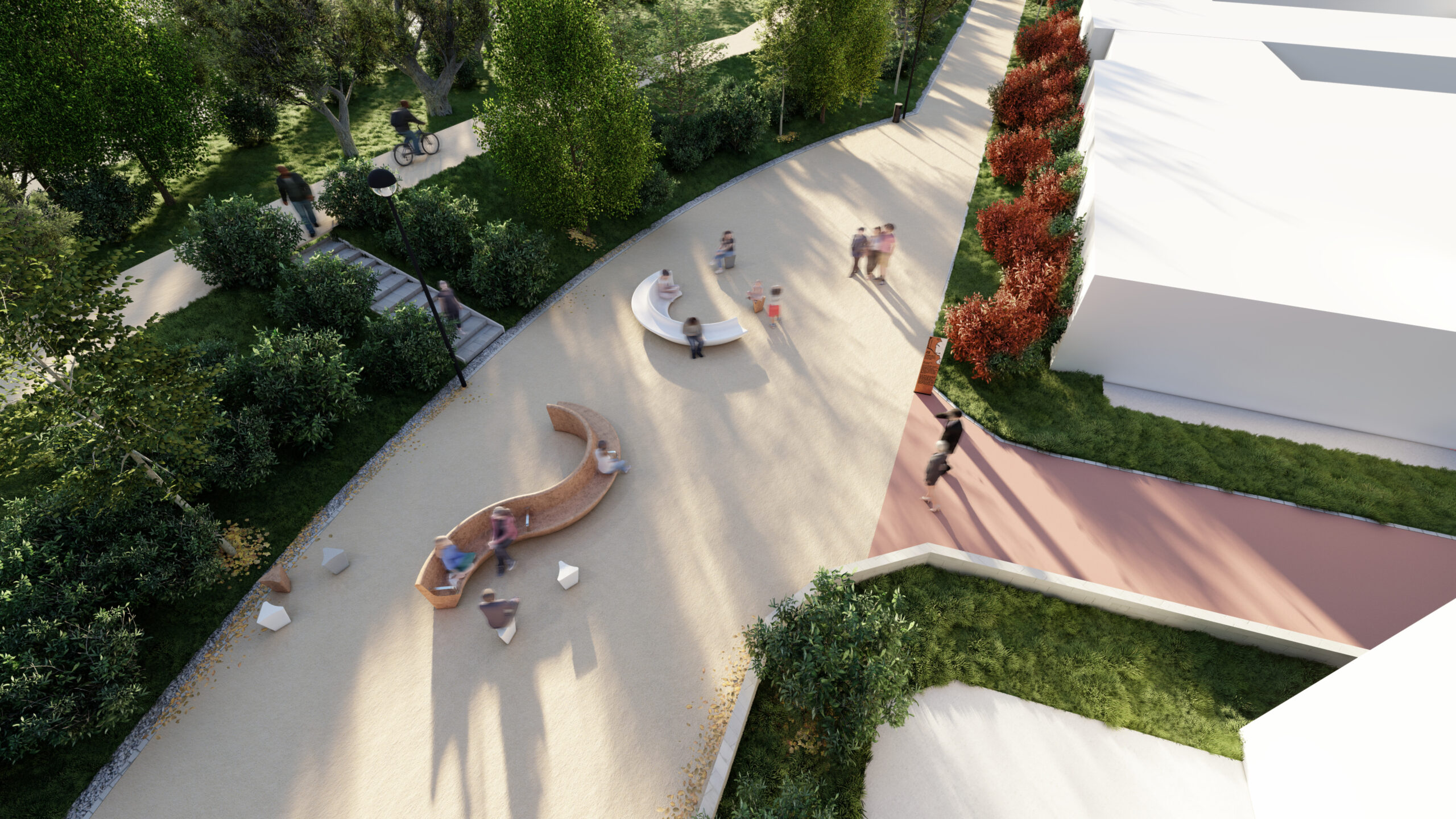 Eje Verde Norte, un proyecto de ADORAS atelier arquitectura para conectar diez kilómetros de áreas verdes en Alcalá de Henares 1 Render Zona 5 scaled