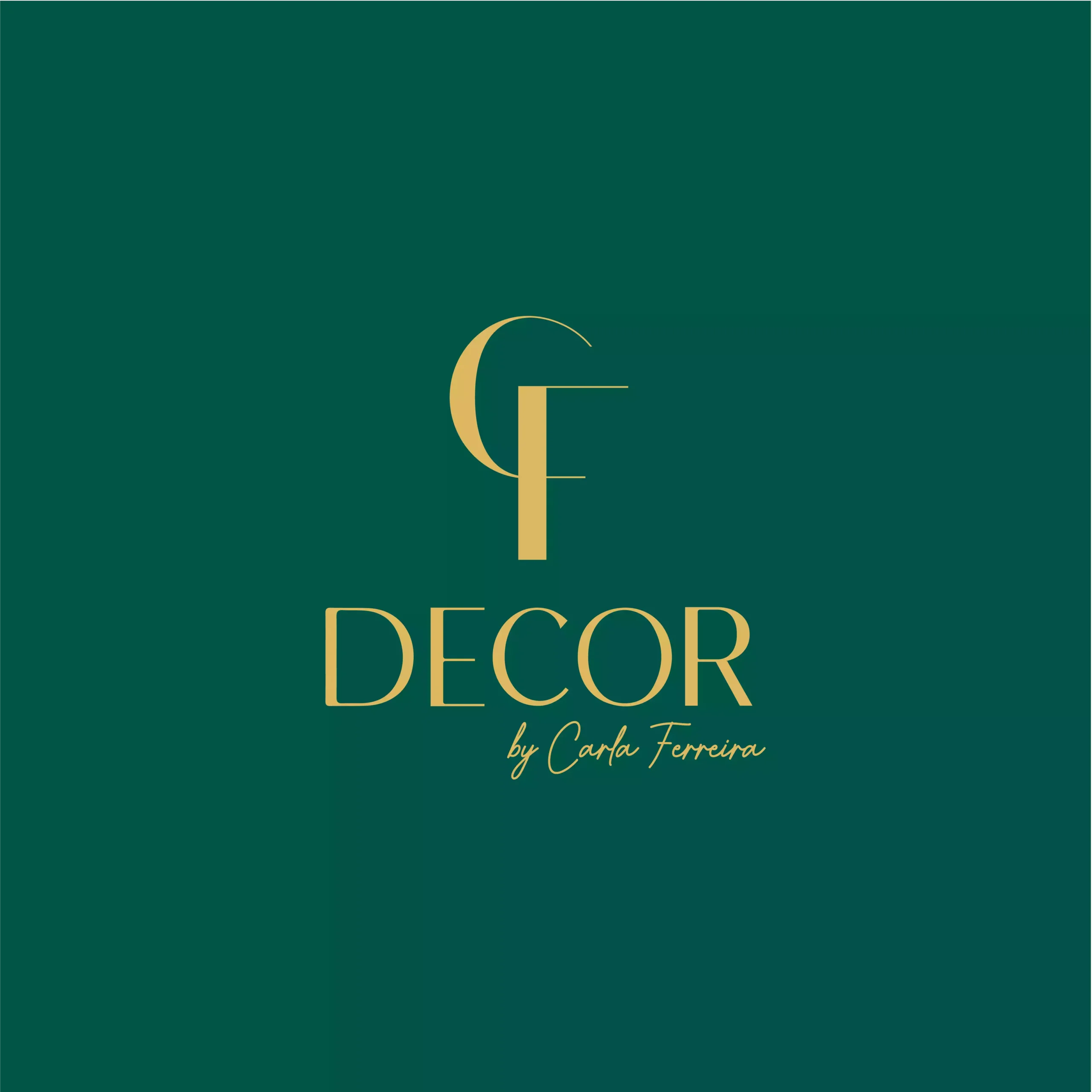 CF DECOR _ LOGO VETOR _LOGO DOURADO FUNDO VERDE